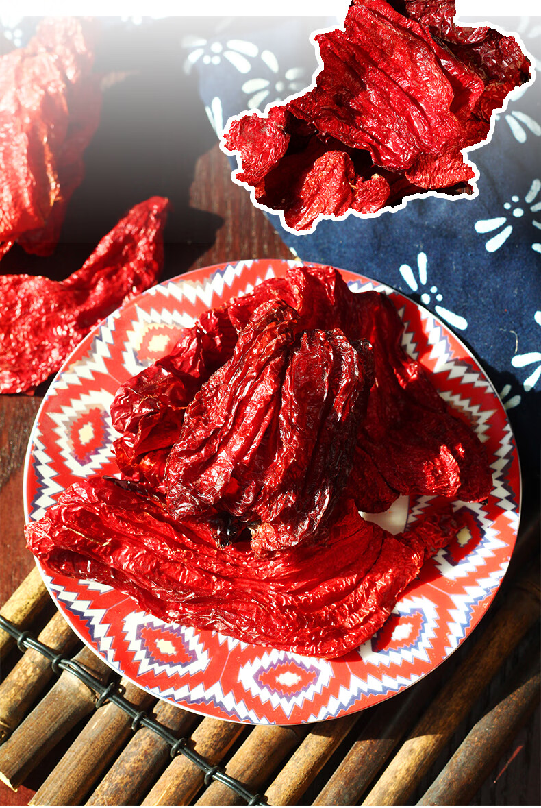 新疆特产四平头干辣椒辣皮子微甜微辣雪莲辣椒丝500g装辣椒酱原料