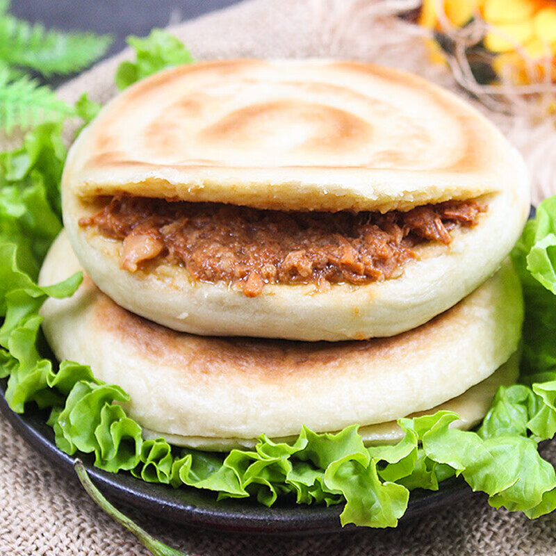 肉夾饃餅胚老潼關肉夾饃餅胚60個可做陝西西安特產裡脊肉臘汁肉夾饃