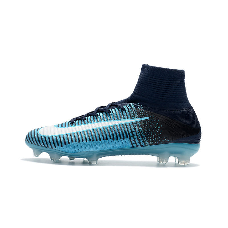 青训足球鞋外单刺客11代高帮编织飞线足球鞋fg钉soccerboots男女黑色