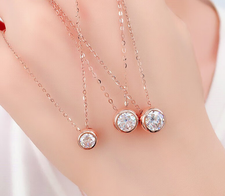 钧弘14k彩金泡泡钻项链女玫瑰金俄罗斯紫金莫钻石潮牌锁骨链新品情人