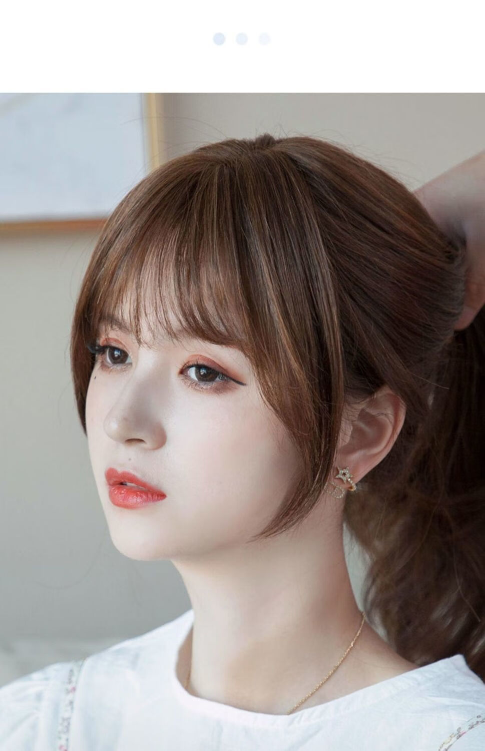 wnfd 真发法式刘海假发女3d网红八字空气假刘海真发片假发片自然发片