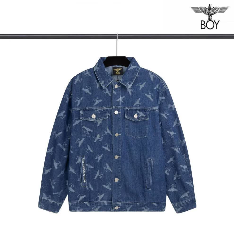 6015century boy22潮牌boy男女款老鹰刺绣满印老花牛仔外套夹克