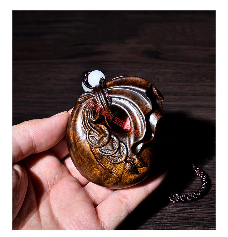 63cuimeng专柜楠寻 金丝楠木钱袋手把件原木色摆件阴沉木手工雕刻