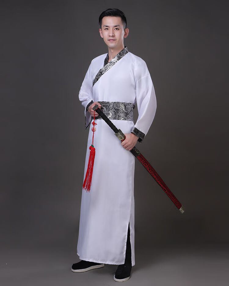 卡淮汉服男古风剑客cos服男古装男公子书生帅气学生飘逸白色王爷服夏