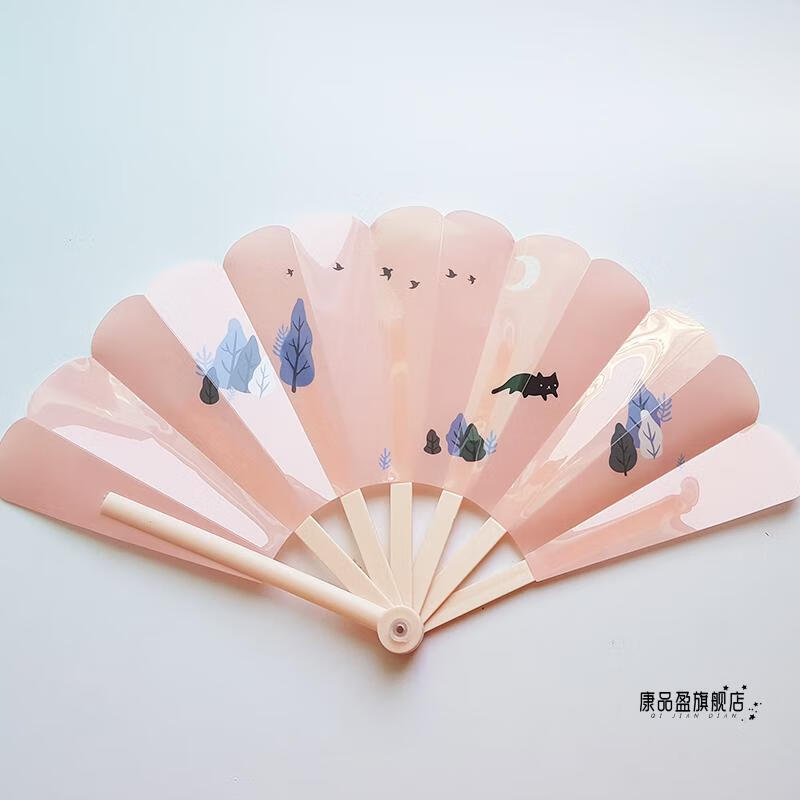 卡通小扇子折叠扇儿童塑料扇可爱男女式便携折扇夏季礼物1只火烈鸟