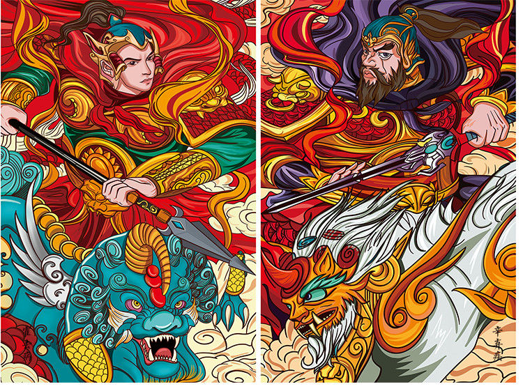 大门对联个性创意中国风水春联农村大门门神门贴对联门神火雷神2644cm