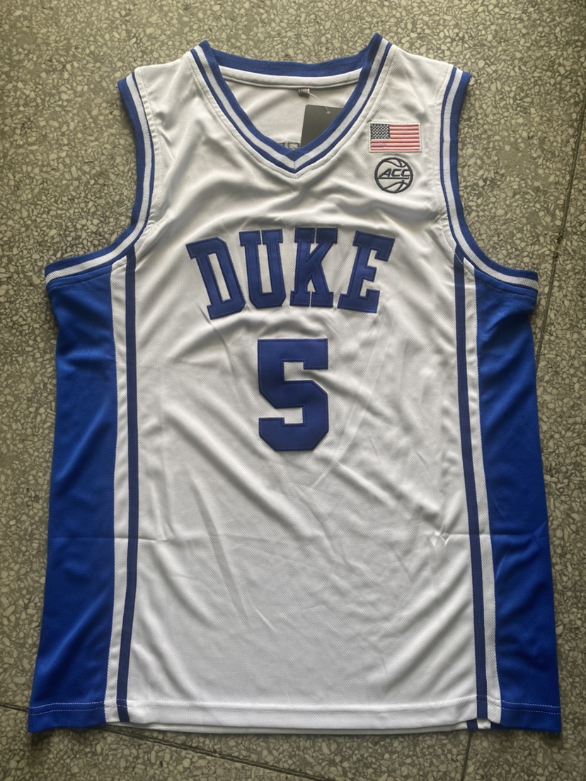 旗舰店同款ncaa杜克大学2022保罗·班切罗白色彩蓝色刺绣球衣训练服