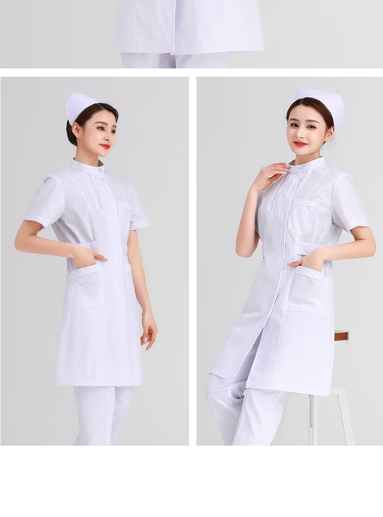 礼达康 白大褂医师服护士服长袖女款尖立领分体套装实验室工作服 夏装