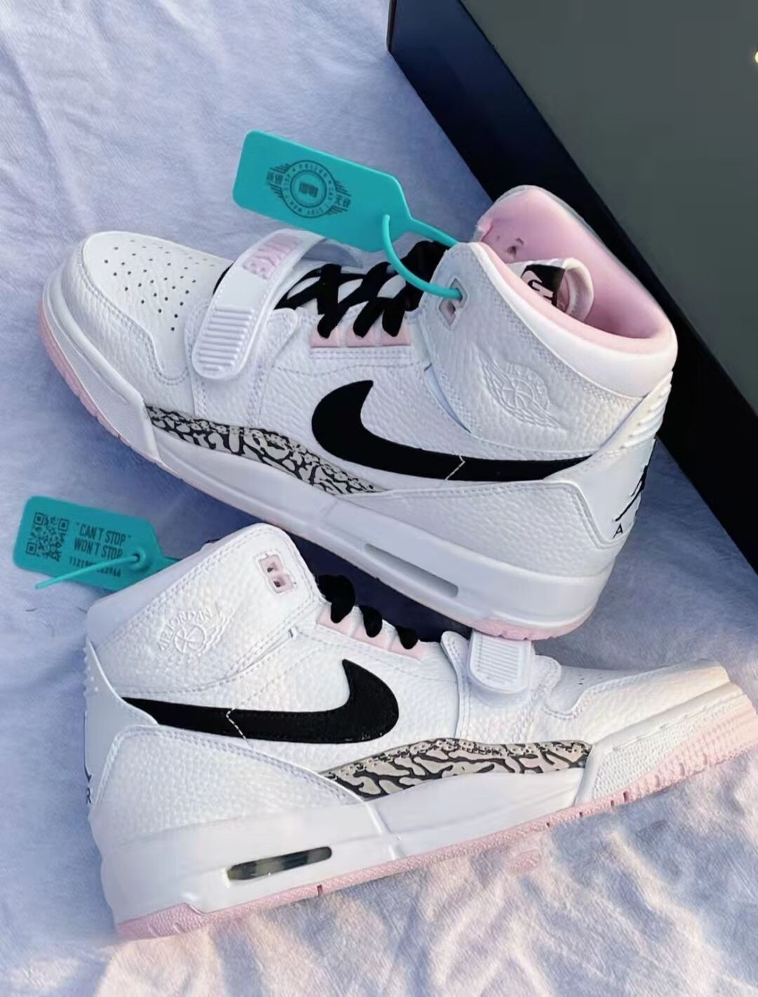 aj legacy 312 樱花粉白 女款高帮篮球鞋 缓震磨运动鞋 樱花粉白 36