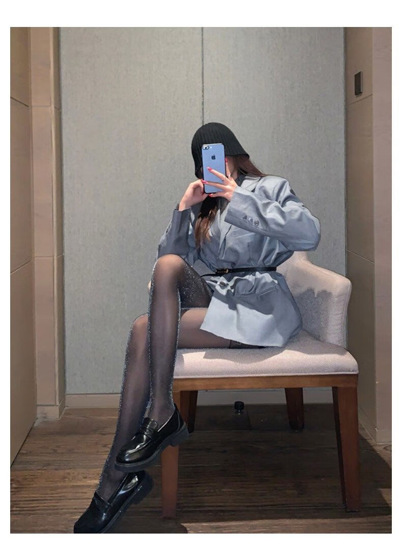 恩瑶 珠光丝袜女春夏款薄款亮晶晶ins2021jk新款网红透肉打底连裤袜