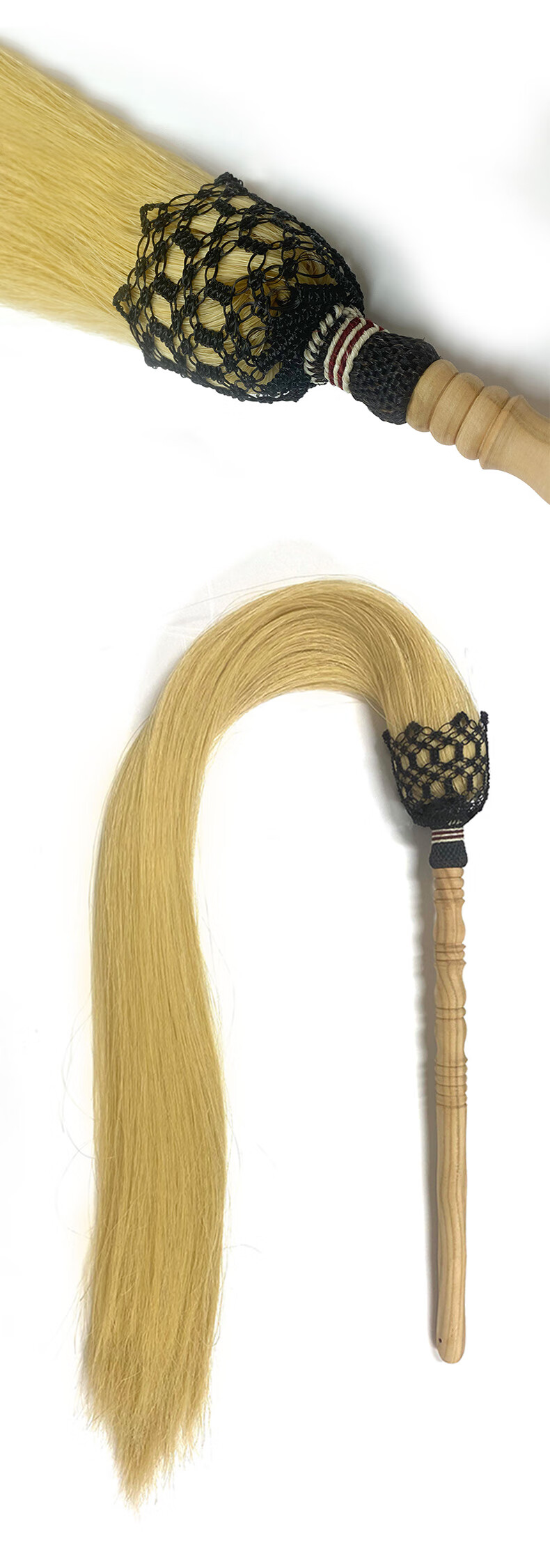 梨木柄真马尾太佛尘道教武术拂尘太监蝇甩子表演道具纯手工摆件4两80