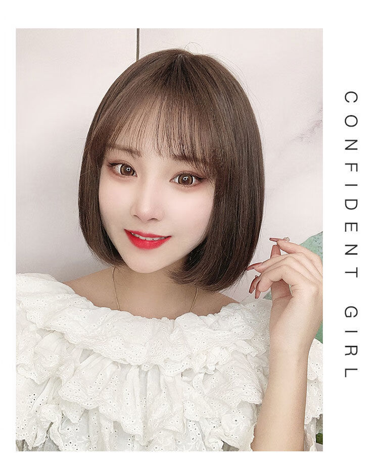 gaherry中长发波波头全头套式锁骨发夏季仿真发自然空气刘海假发套女