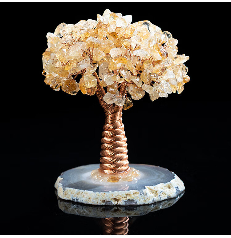 菲落黄水晶玛瑙发财树黄水晶树许愿树家居摆件水晶工艺礼品大号紫水晶