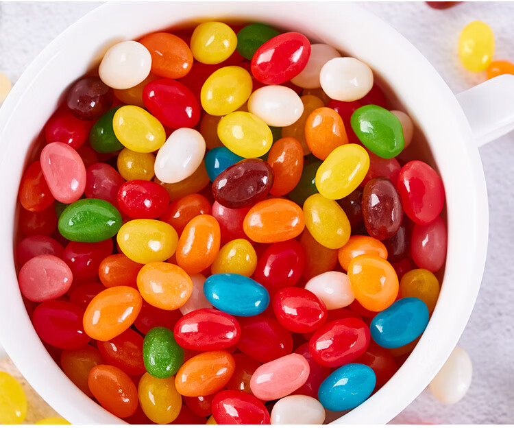 宓蝶2瓶七彩糖豆彩虹糖果汁软糖果味qq糖果橡皮糖儿童零食品一罐1瓶