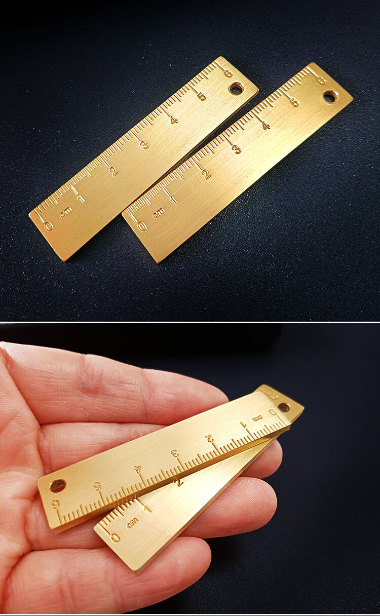 迦南歌基 纯黄铜迷你尺子6cm小铜尺加厚纯铜直尺学生文具个性创意小