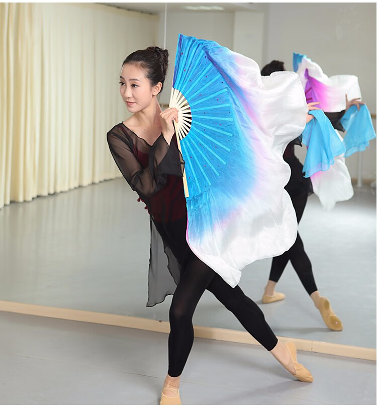 胶州秧歌舞蹈扇子扇跳舞扇双面双色秀色广场舞一面玫红一面湖蓝倒染1