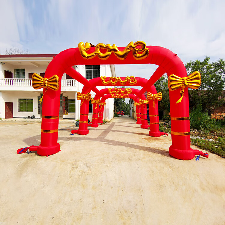 连拱中式婚礼气模 彩虹门结婚花拱门头 6米婚庆门头【图片 价格 品牌