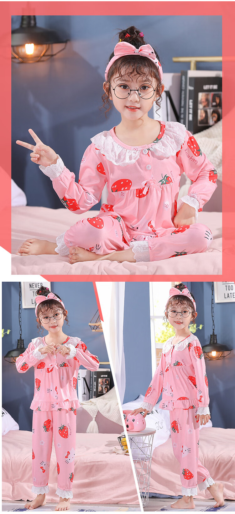 卡通可爱公主宝宝纯棉家居服套装春夏装805橘红米奇10码身高90110厘米