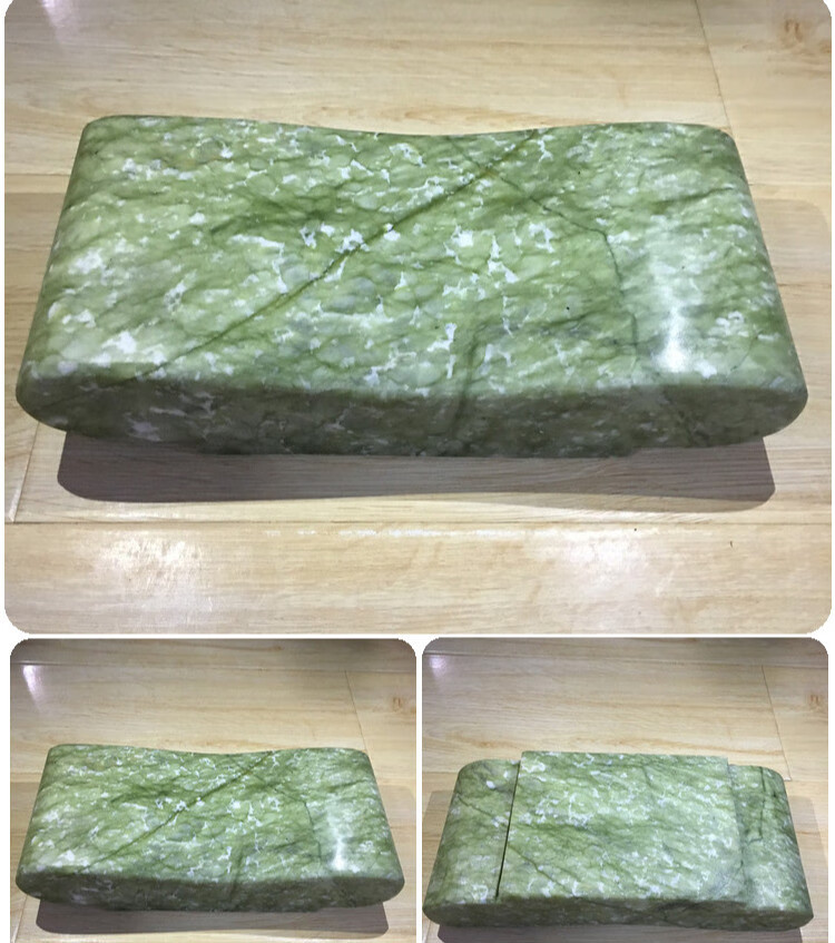 玉石枕头汗蒸夏凉护颈枕玉实心岫玉1号小元宝款花纹不同随机发