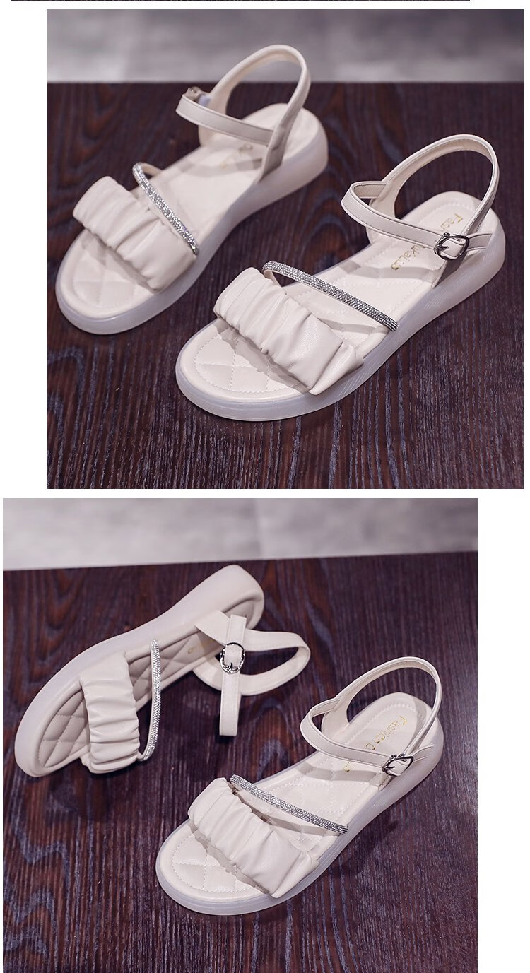 14岁女孩凉鞋夏15大童平底露趾17初中18高中学生11 12少女鞋子16 绿色