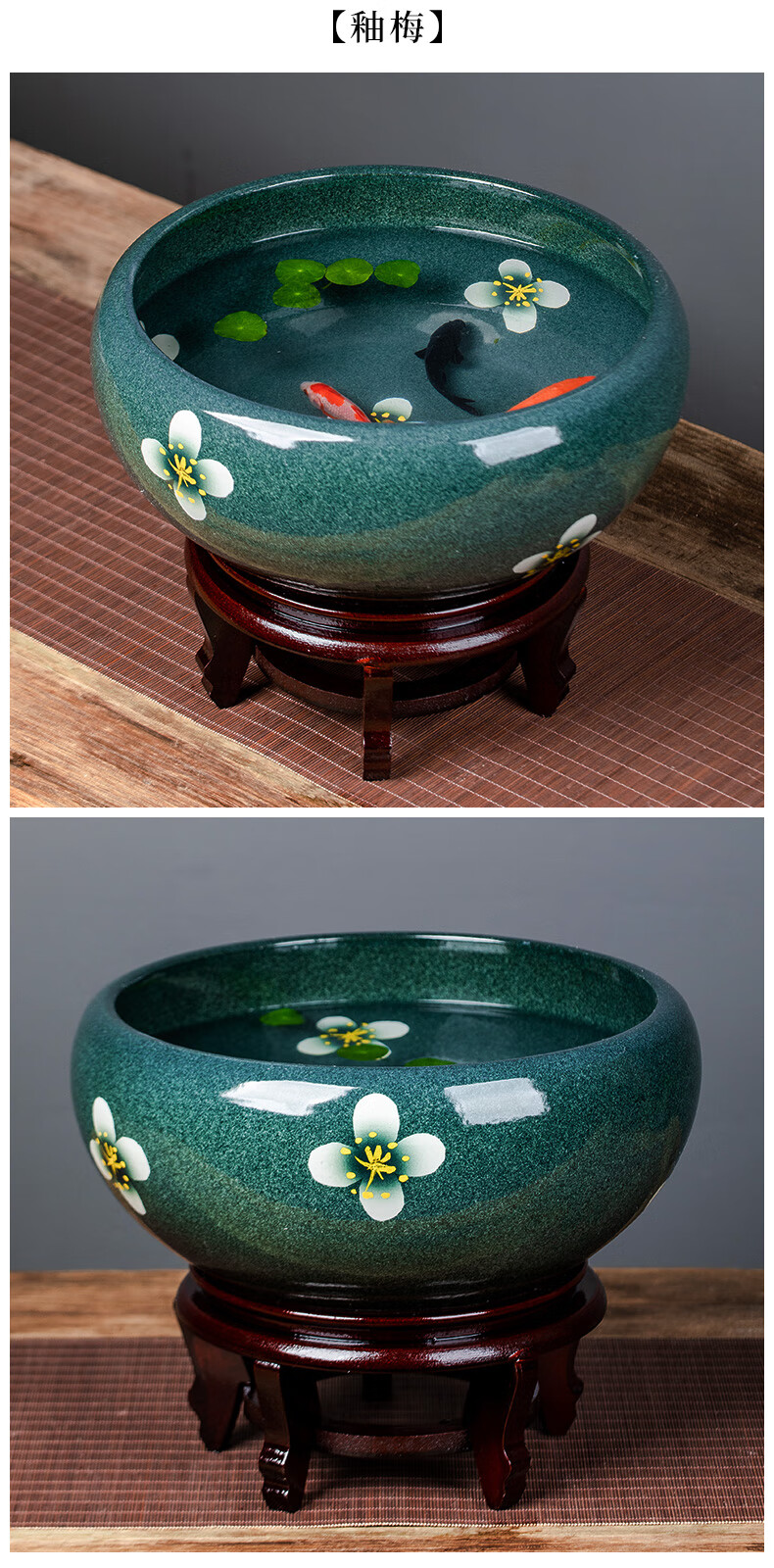 景德镇陶瓷鱼缸大号青花手绘金鱼缸碗莲缸乌龟缸鱼盆家居装饰摆件青花