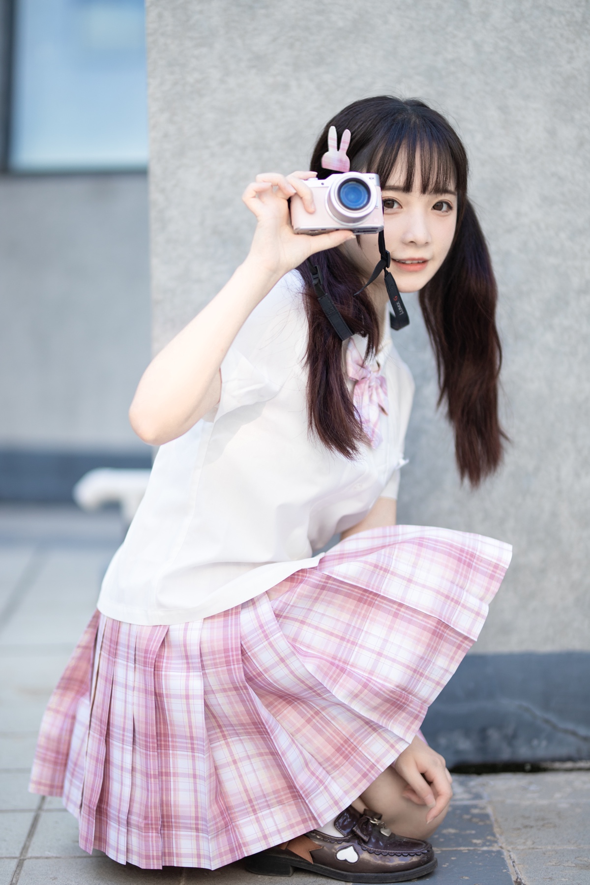 御茶家白桃原创jk制服格裙短长早春百褶半身裙现货42裙长现货m