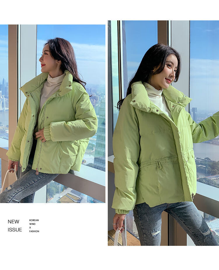 2022春季新款服女免洗短款小个子时尚白鸭绒轻薄外套绿色s建议80100斤