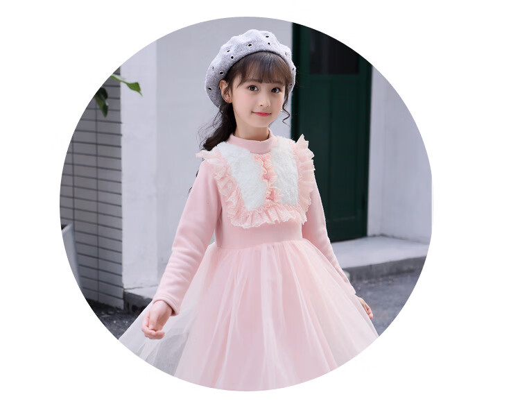 冬季加绒连衣裙3-10岁小女孩穿的洋气礼服裙子儿童韩版公主裙小学生