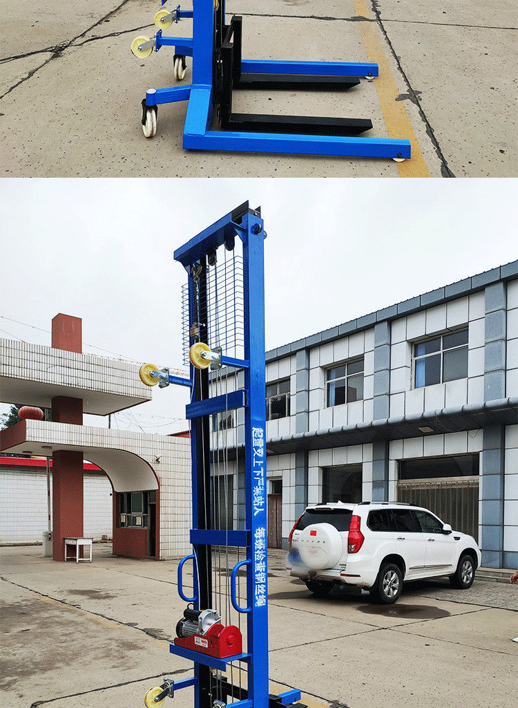 foly电动上砖机建筑工地升降堆高机小型叉车自动上料机室内遥控提升机