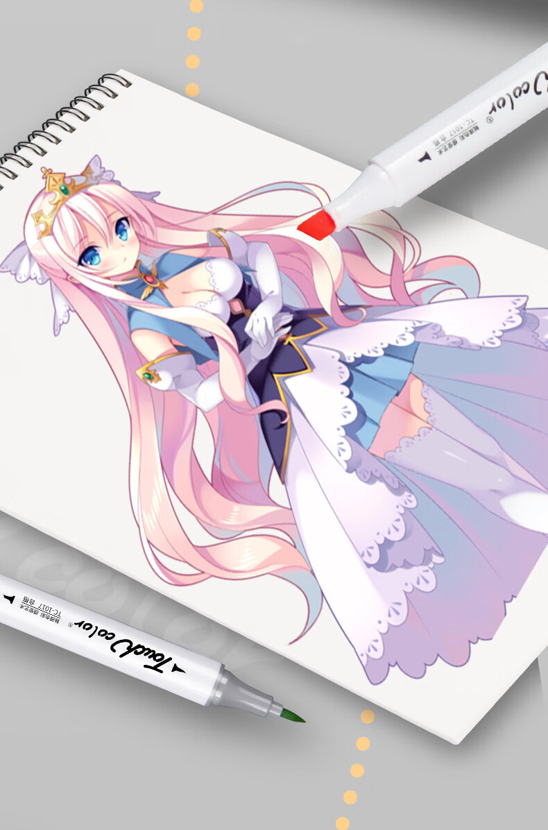 color软头儿童马克笔套装水性双头美术学生肤色24动漫漫画专用水彩笔