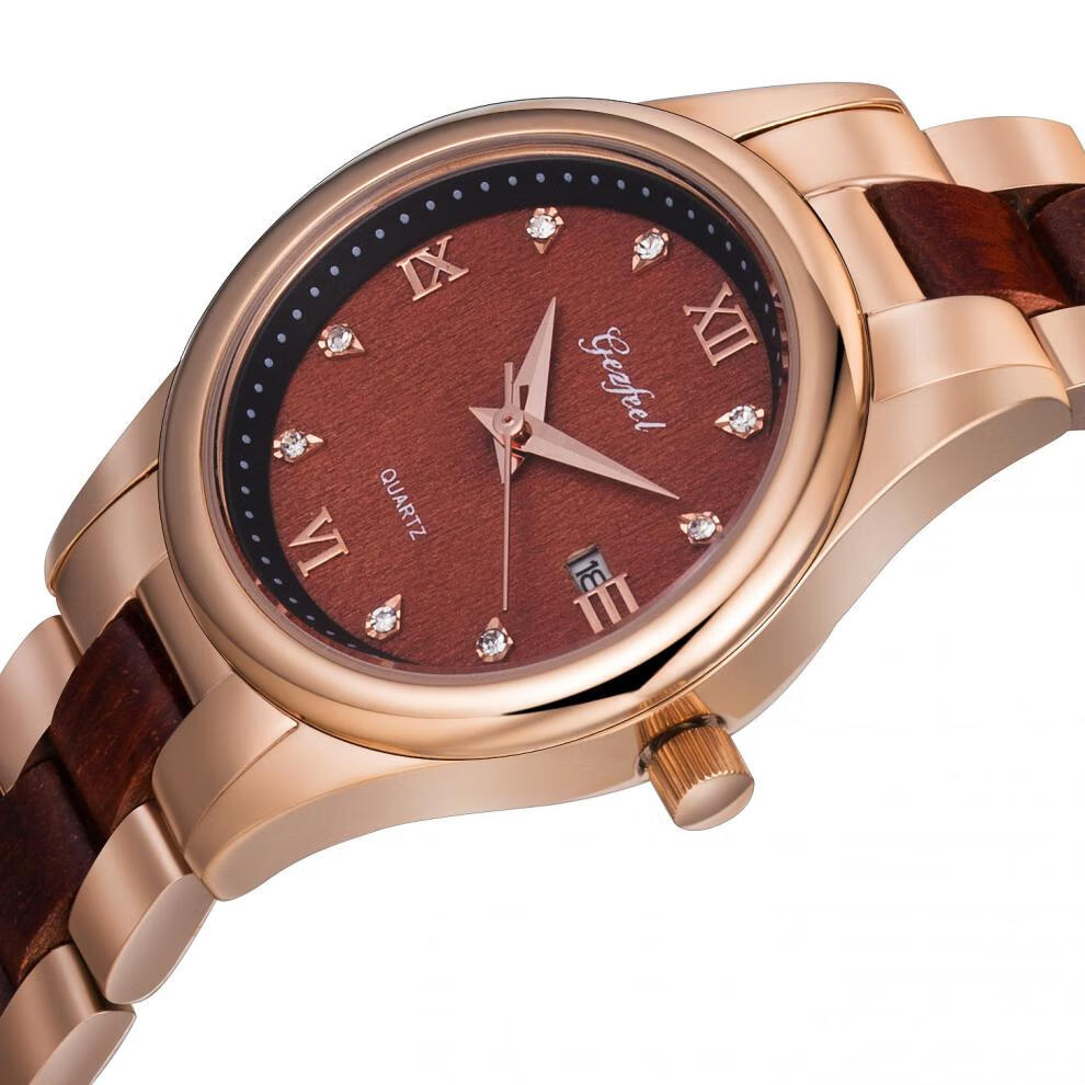 七夕节送女友戈菲尔gezfeel新款女士韩版时尚木制手表女防水日历石英