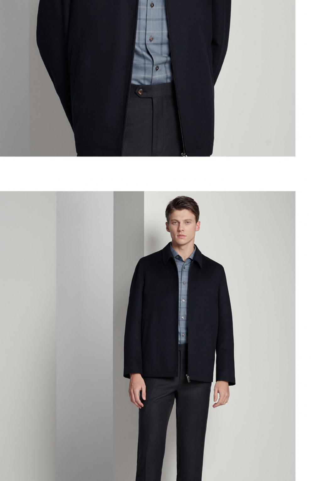 jodoll乔顿冬季毛呢大衣中长款羊毛羊绒商务休闲保暖翻领外套藏青色56