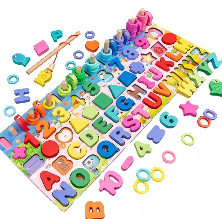 数学道具儿童玩具数字积木拼图动脑数学拼装对数板早教木制玩具a2数字