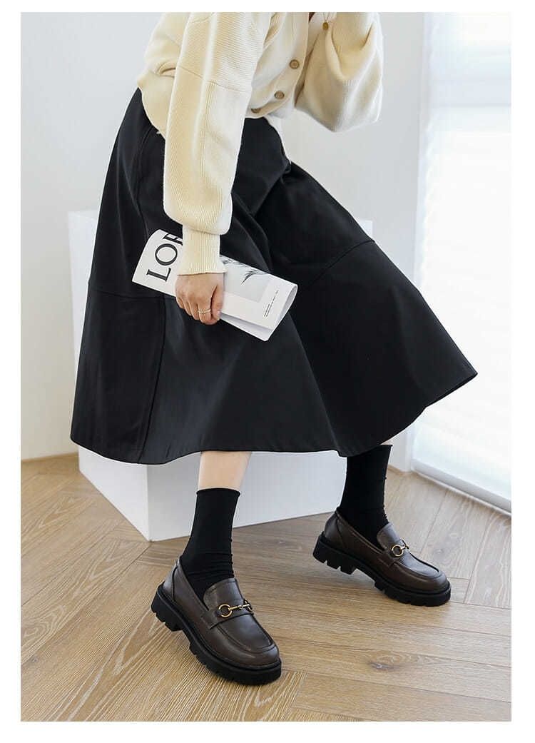 女生皮鞋新款英伦风单鞋女平底小皮鞋jk鞋圆头套脚复古软底乐福鞋黑色