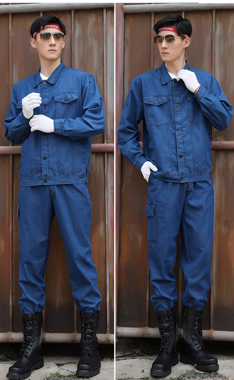 电焊工工作服放阻燃防烫春秋款夏季牛仔套装男棉薄款焊工劳保服耐磨