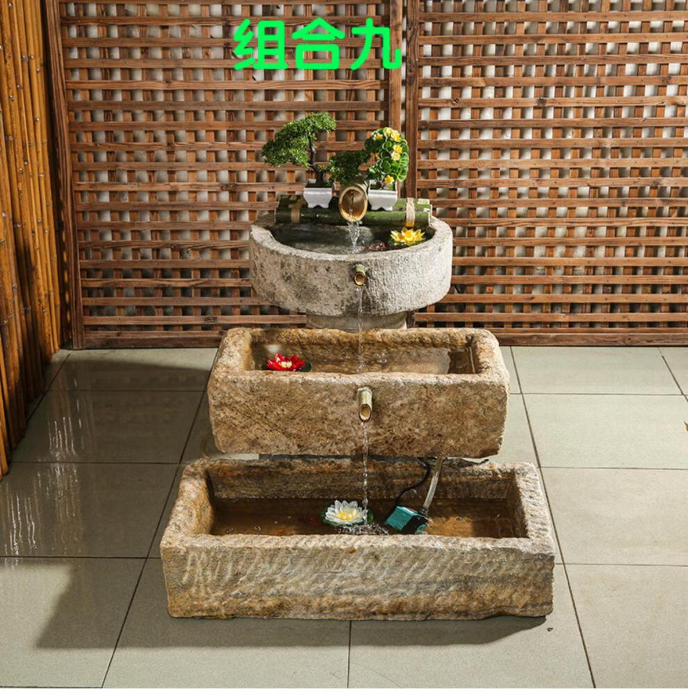 小米生态家居同款猪食槽石头老旧石槽养鱼缸户外庭院流水景观户外水槽