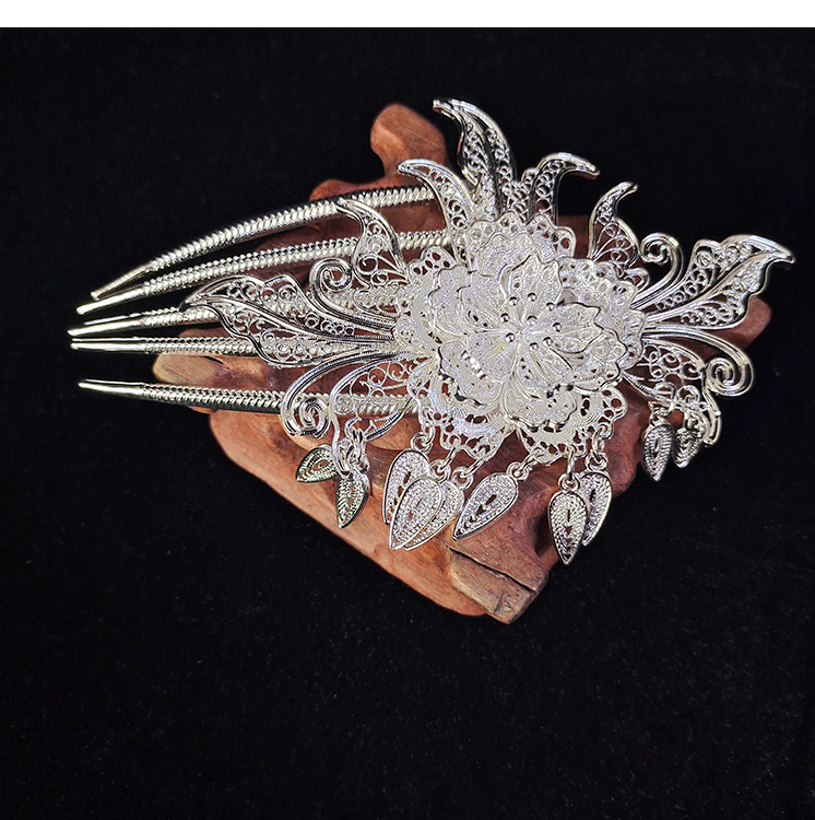 民族风发簪新民族风苗银发饰苗族合金流苏发簪古风蝴蝶头饰星星发钗