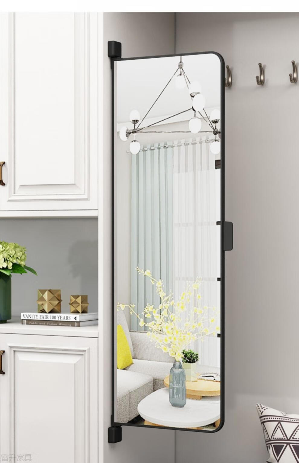 衣柜镜子隐藏式衣柜镜子内装隐形穿衣镜平开门试衣镜旋转内置衣橱隐藏