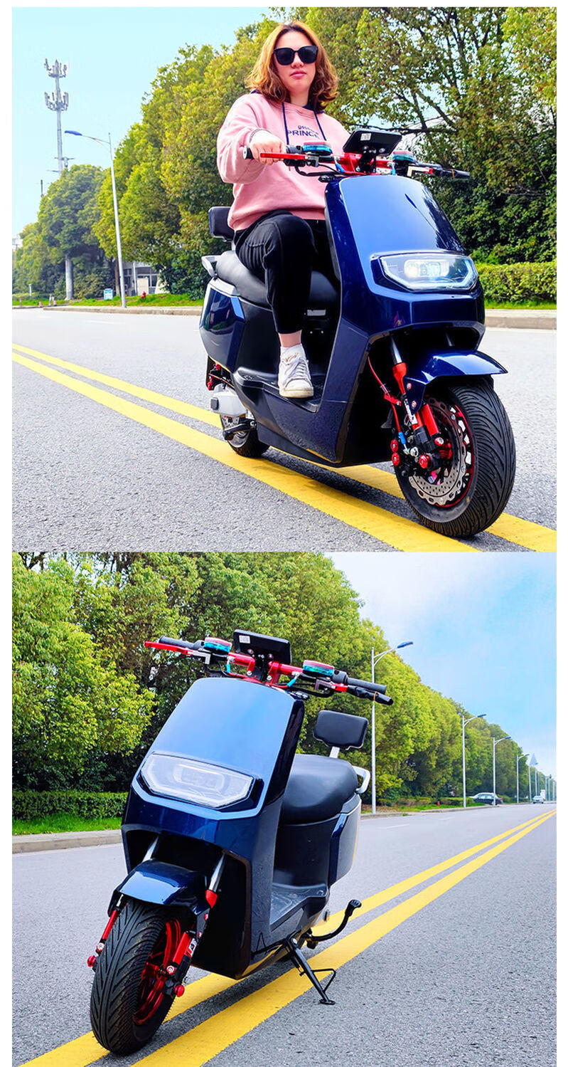 80码高速电摩爆改2022新款电动车大功率成人电瓶车72v电动摩托车 蓝色