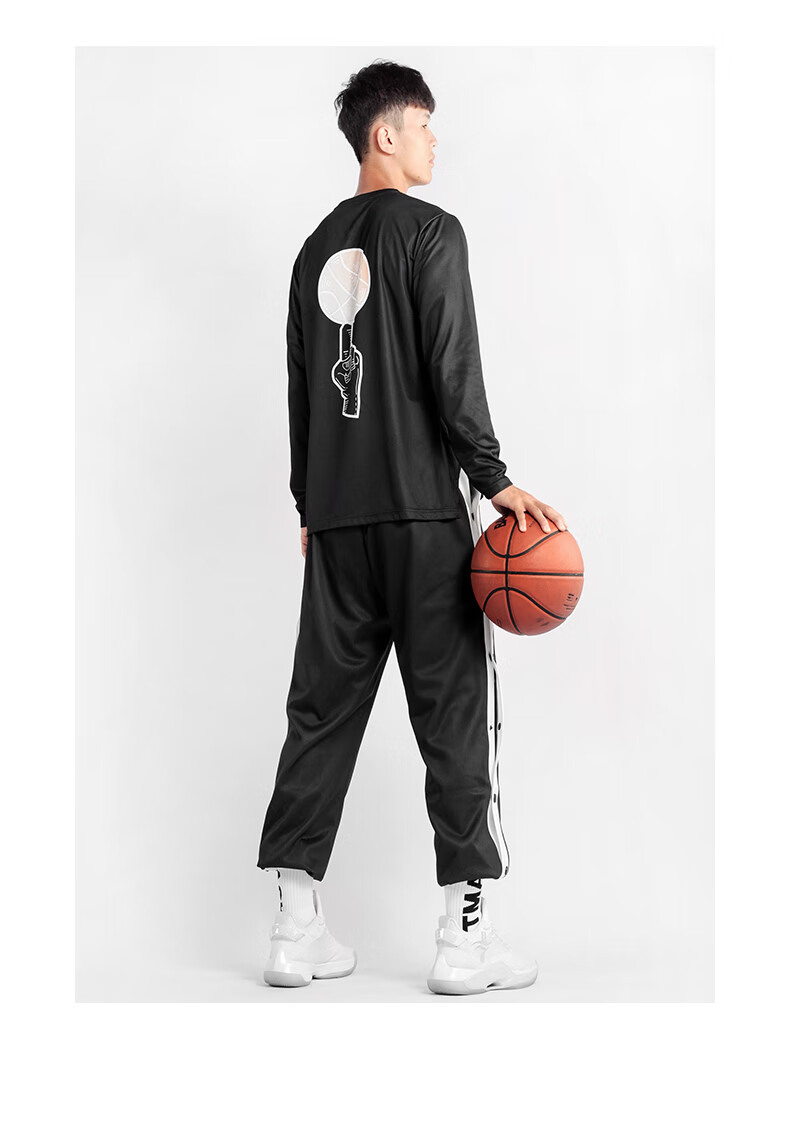 戴王 篮球排扣裤运动长裤男排扣裤篮球裤宽松卫裤热身裤侧开全开扣