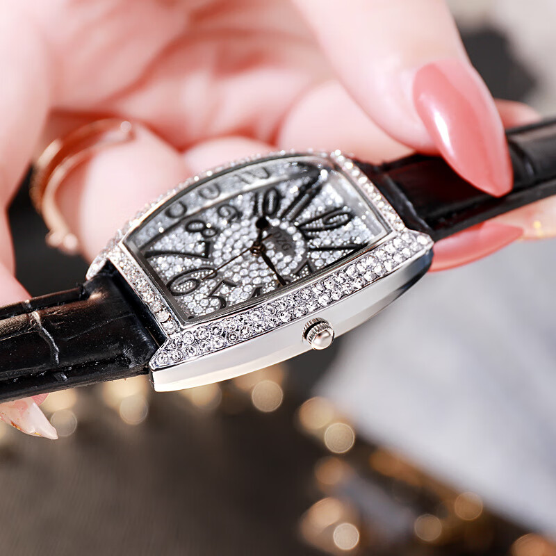 dw手表情侣简约时尚全自动石英腕表网红满天星手表女水钻皮带女表满钻