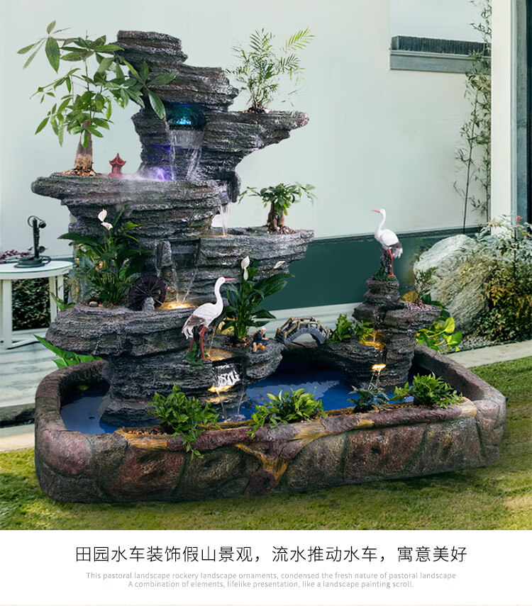 大型室内户外假山流水景观喷泉庭院阳台别墅酒店山水盆景瀑布造景u款