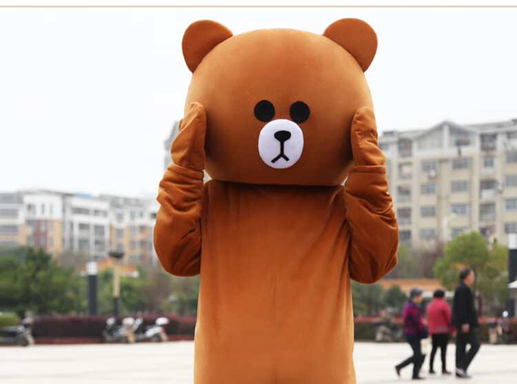 定制网红熊行走装公仔熊玩偶卡通广告发传单道具熊人偶服装 棕色忧郁