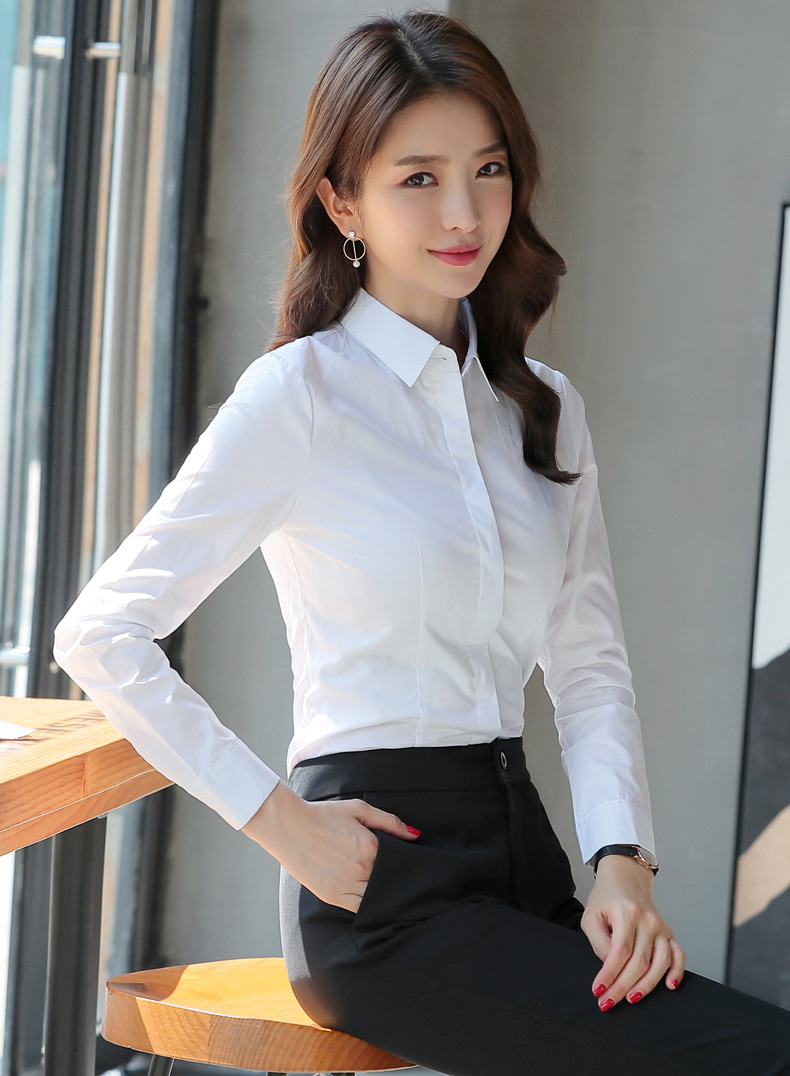 罗蒙romon轻奢高档女装职业白衬衫女韩版长袖女士ol白领工作服修身