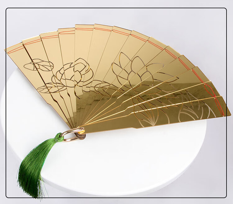 扇童磨cos道具扇子雕刻莲花鬼灭之刃cosplay金色折扇童磨扇子1个均码