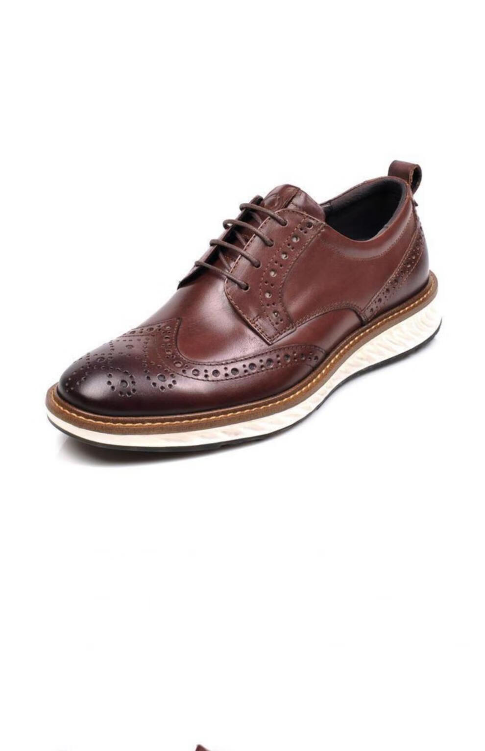 ecco爱步男鞋牛皮透气系带布洛克英伦风雕花商务正装男皮鞋836424