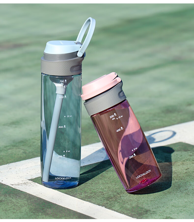 乐扣乐扣水杯运动女吸管杯随行杯塑料tritan水杯便携随手杯一键式开关