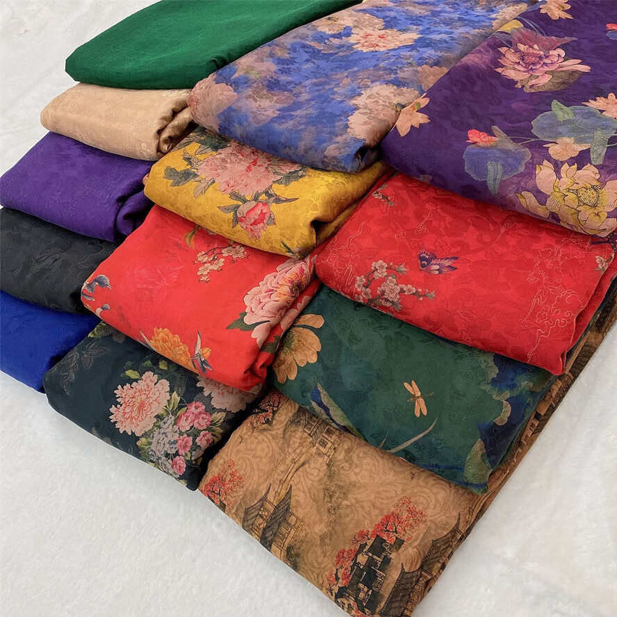 高档桑蚕丝布头香云纱花罗绢纺零布头面料顺德产丝绸重磅布料2022新款