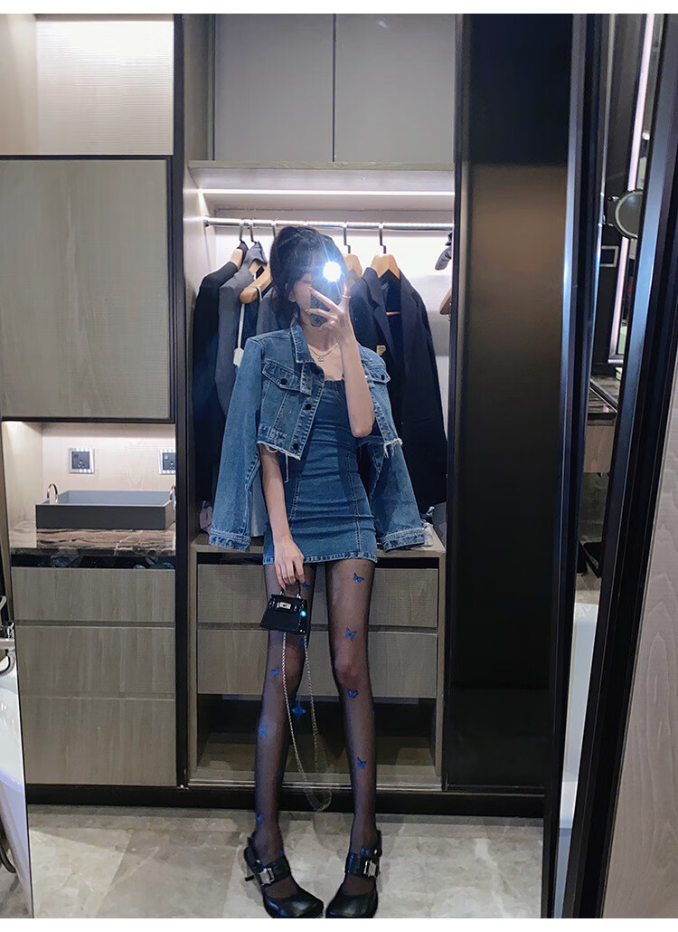 蓝色蝴蝶结丝袜女纯欲风黑丝网红ins潮薄款连裤袜性感防勾丝袜子 黑