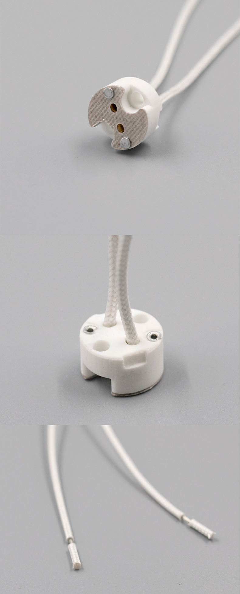 g53灯座灯头灯口接头led卤素射灯杯带线底座耐高温mr16陶瓷灯座耐高温